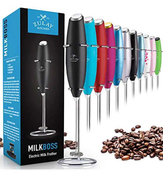 Zulay Original Milk Frother Handheld Foam Maker for Lattes - Whisk Drink Mixer for Bulletproof Coffee, Mini Foamer for Cappuccino, Frappe, Matcha, Hot Chocolate by Milk Boss shop mart store best amazon product online shopping website