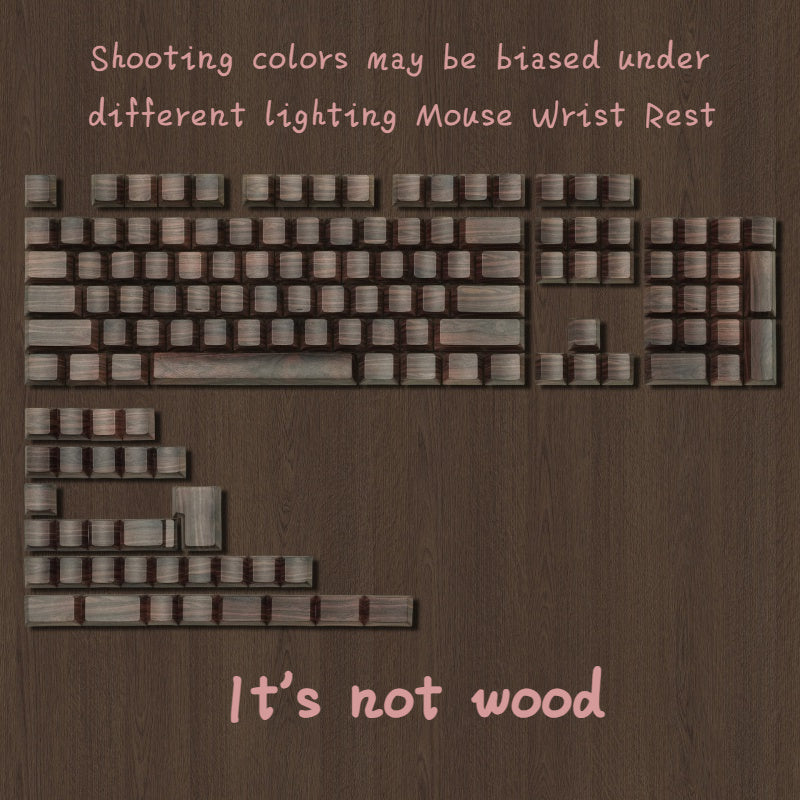 136-Key Rgb Backlit Wooden Patten Keycaps Set - Dye-Sub Pbt, Cherry Profile For Cherry Mx Mechanical Gaming Keyboards