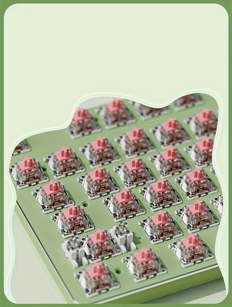 EWEADN Punk Typewriter Mechanical Gaming Keyboard, All-Metal Panel 104Keys Wired Retro Punk Round Keycaps with LED Backlit USB Wired Keyboards, Multimedia knob, Ergonomic Design for Game and Office, for Windows Laptop PC Gree